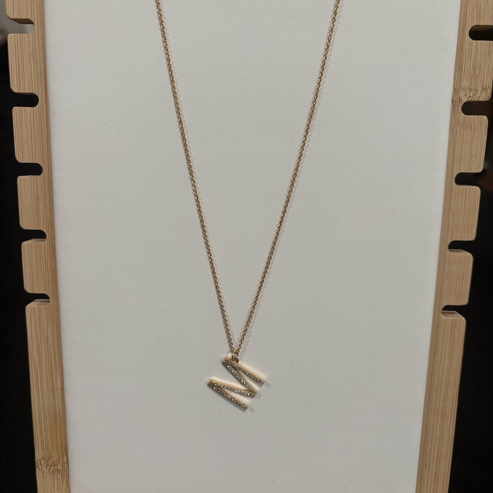 Gold Tone ‘M’ Initial Pendant Necklace